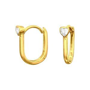 24K Gold Vermeil CZ Oval Huggie Earrings